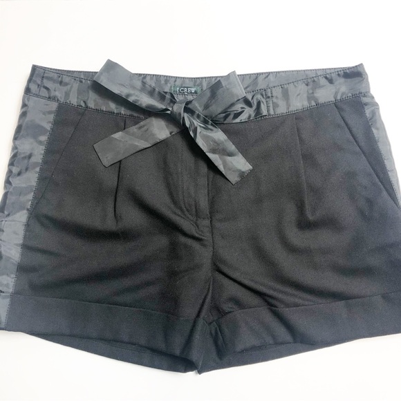 J. Crew Factory Black Tuxedo Shorts Wool Blend Sz 6 - Picture 1 of 3